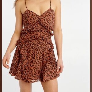 Leopard Print Mini Bardot Dress
